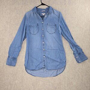 Merona Womens Blue Denim Long Sleeve Shirt Medium